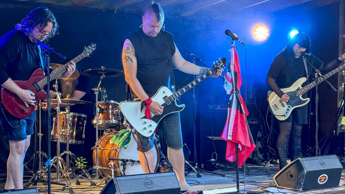 A band playing on the Myllytupa stage